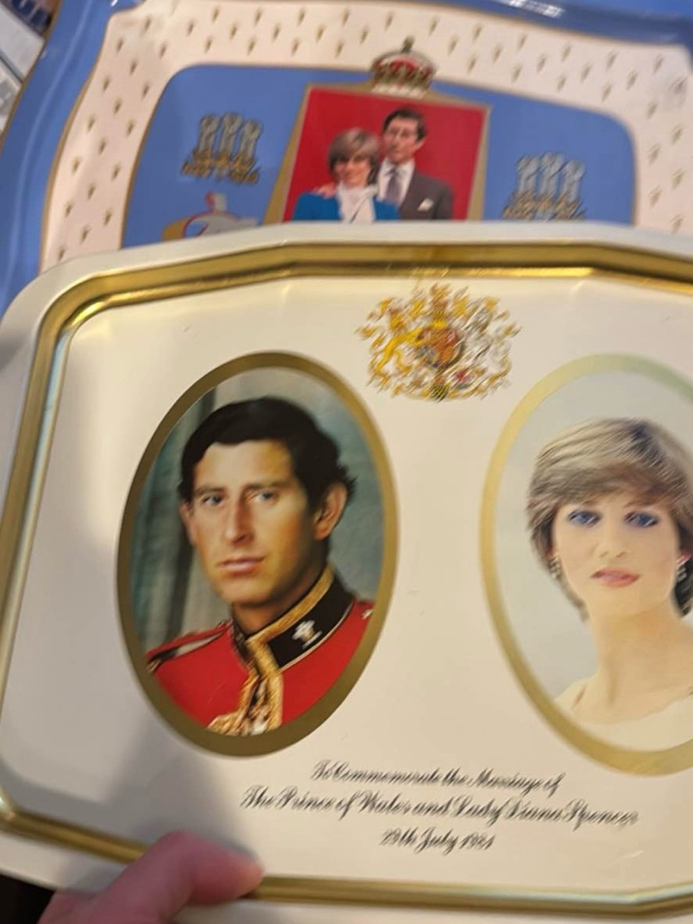 Commemorative Prince Charles & Princess Diana Decorative Tin - Blue & Cream